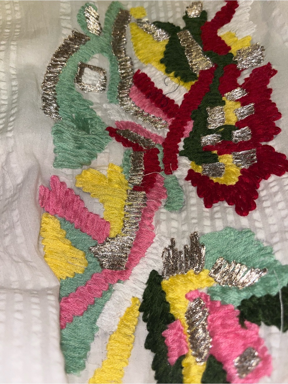 POL L White Button-Up Dress with Colorful Floral Embroidery - Picture 7 of 7